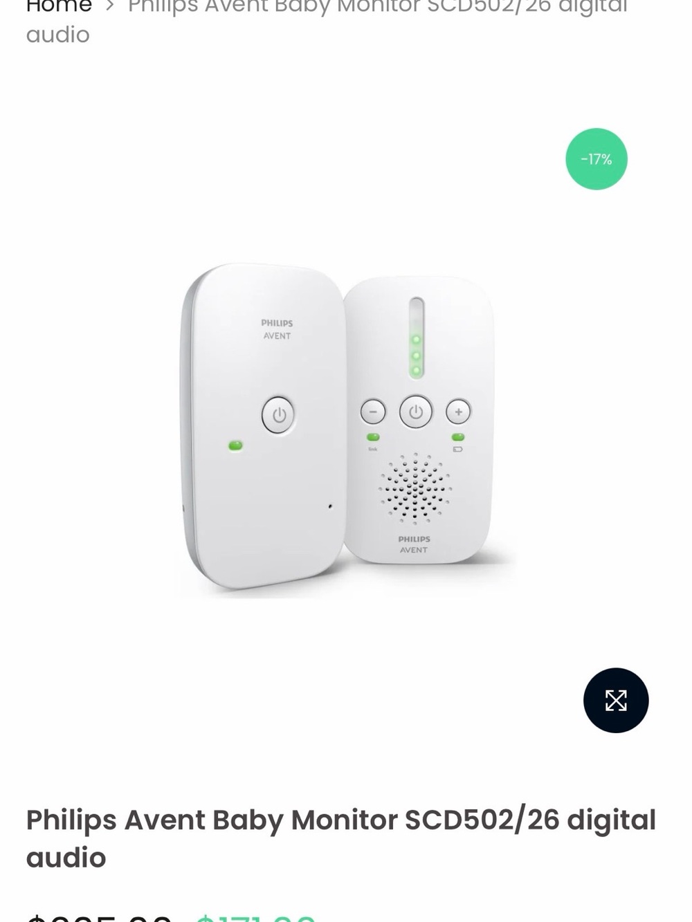 White Baby Monitor SCD502/26 – Digital Audio